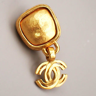 Chanel Vintage CC Drop Clip-On Earrings Metal and Stones
