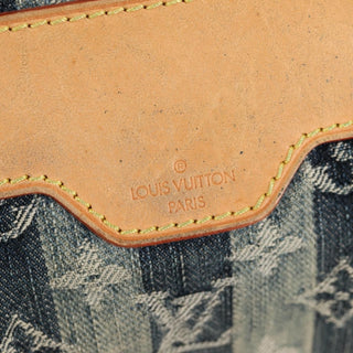 Louis Vuitton Porte Epaule Raye Handbag Striped Monogram Denim