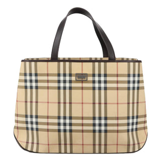 Burberry Top Handle Tote Haymarket Coated Canvas
