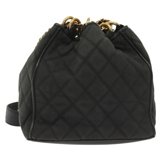 Chanel Vintage Drawstring Chain Bucket Bag Quilted Canvas