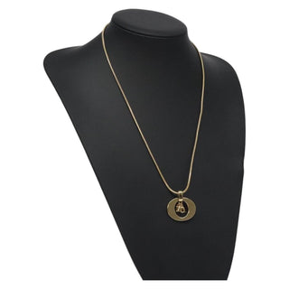 Christian Dior Round Logo Pendant Necklace Metal