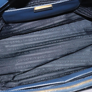 Prada Front Pocket Double Zip Lux Tote Saffiano Leather