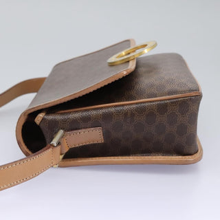 Celine Vintage Macadam Circle Logo Shoulder Bag Canvas and Leather