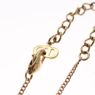 Christian Dior Logo Flower Necklace Metal with Crystals