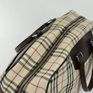 Burberry Vintage Zip Around Duffle Bag House Check Canvas