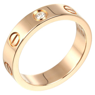 Cartier Love Wedding Band 1 Diamond Ring 18K Rose Gold with Diamond