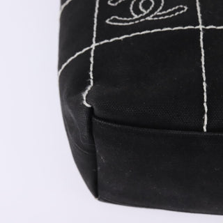 Chanel Chocolate Bar CC Logo Tote Canvas