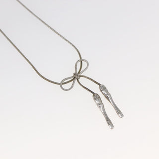 Christian Dior Bow CD Pendant Necklace Metal with Crystal