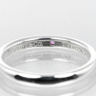 Tiffany & Co. Elsa Peretti 1 Diamond Stacking Band Ring Silver 925 with Pink Saphir