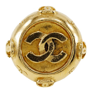 Chanel Vintage CC Logo Round Clip on Earrings Textured Metal