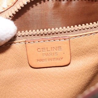 Celine Vintage Convertible Macadam Turnlock Shoulder Bag Canvas and Leather