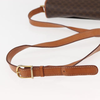 Celine Vintage Macadam Circle Logo Shoulder Bag Canvas and Leather