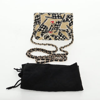 Chanel Flap Card Holder on Chain Quilted Printed Canvas