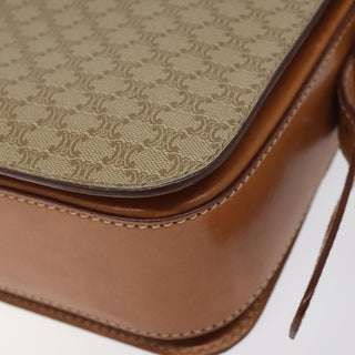 Celine Vintage Convertible Macadam Turnlock Shoulder Bag Canvas and Leather