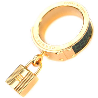 Hermes Kelly Gavroche Ring Gold plated and Leather