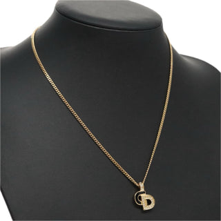 Christian Dior CD Pendant Necklace Metal and Crystals