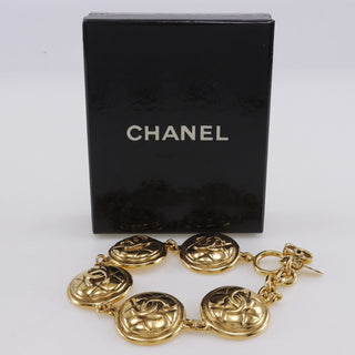 Chanel Vintage CC Quilted Medallion Bracelet Metal