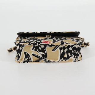 Chanel Flap Card Holder on Chain Quilted Printed Canvas
