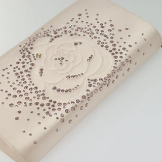 Chanel Camellia Diamante Convertible Clutch Crystal Embellished Satin