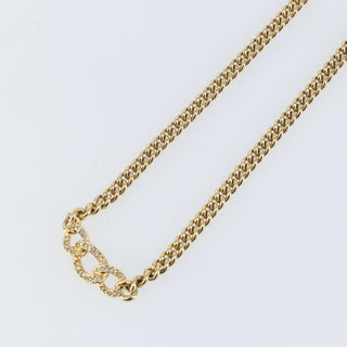 Christian Dior CD Chain Link Necklace Metal with Crystals