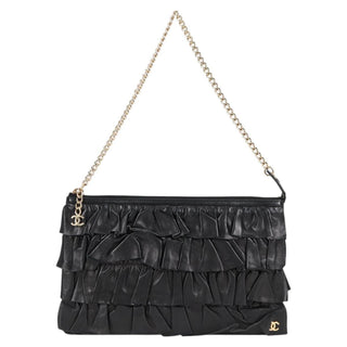 Chanel CC Chain Fringe Wristlet Clutch Quilted Leather