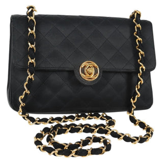 Chanel Vintage CC Chain Flap Bag Quilted Satin