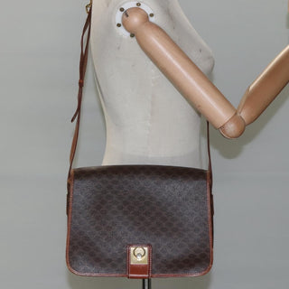 Celine Vintage Macadam Shoulder Bag Canvas and Leather