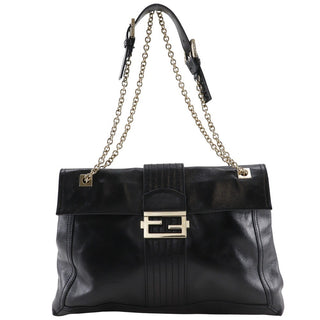 Fendi Maxi Baguette Chain Shoulder Bag Leather