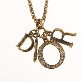 Christian Dior Logo Necklace Crystal Embellished Metal