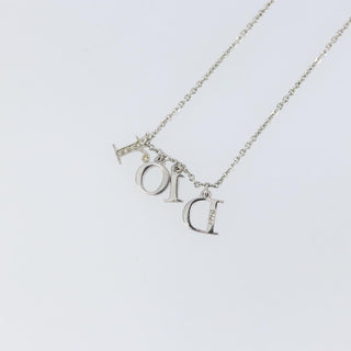 Christian Dior Logo Necklace Crystal Embellished Metal