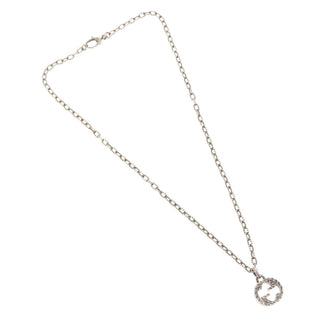 Gucci Engraved Interlocking G Chain Link Pendant Necklace Sterling Silver