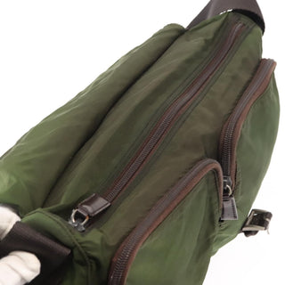 Prada Zip Buckle Messenger Bag Tessuto