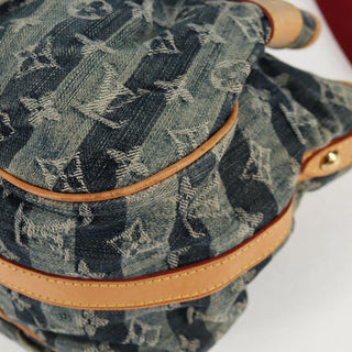 Louis Vuitton Porte Epaule Raye Handbag Striped Monogram Denim