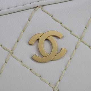 Chanel Surpique Zip Around Satchel Quilted Leather