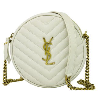 Saint Laurent Vinyle Round Camera Bag Matelasse Chevron Leather