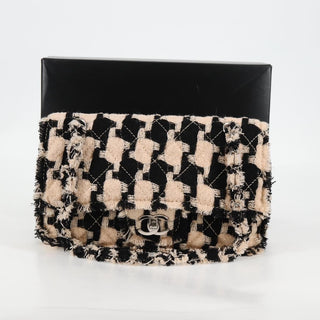 Chanel Classic Single Flap Bag Quilted Houndstooth Tweed and Ribbon
