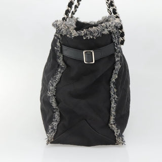 Chanel Logo Chain Tote Quilted Nylon with Tweed