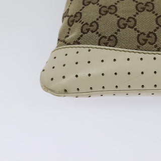 Gucci Zip Messenger Bag GG Canvas with Perforated Leather