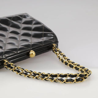 Chanel Vintage Chain Frame Bag Quilted Patent