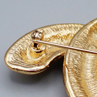Chanel Vintage Quilted CC Brooch Metal