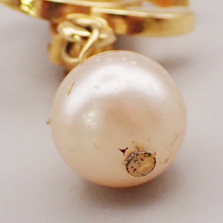Chanel Vintage CC Drop Clip-On Earrings Metal with Faux Pearl