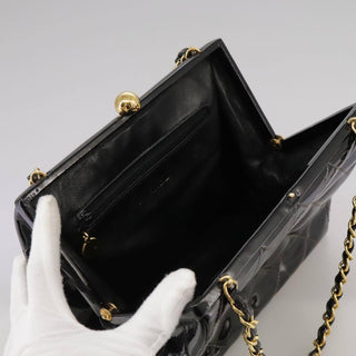Chanel Vintage Chain Frame Bag Quilted Patent