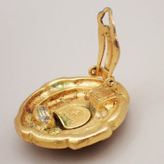 Chanel Vintage CC Round Button Clip-On Earrings Metal