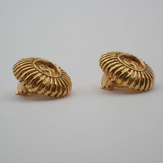 Chanel Vintage CC Round Clip-On Earrings Metal