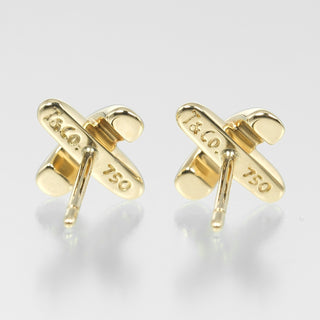 Tiffany & Co. Cross Stitch Stud Earrings 18K Yellow Gold
