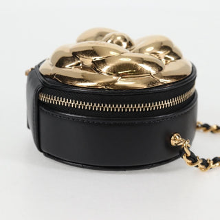 Chanel Round Camellia Coin Purse Leather