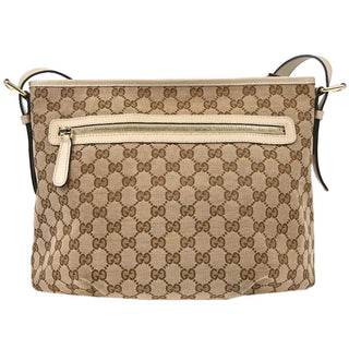 Gucci Front Zip Shoulder Bag GG Canvas