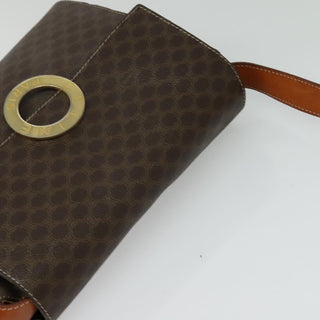Celine Vintage Macadam Circle Logo Shoulder Bag Canvas and Leather