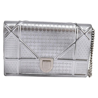 Christian Dior Diorama Wallet on Chain Metallic Distressed Calfskin