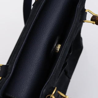 Gucci Vintage Bamboo Front Pocket Tote Suede